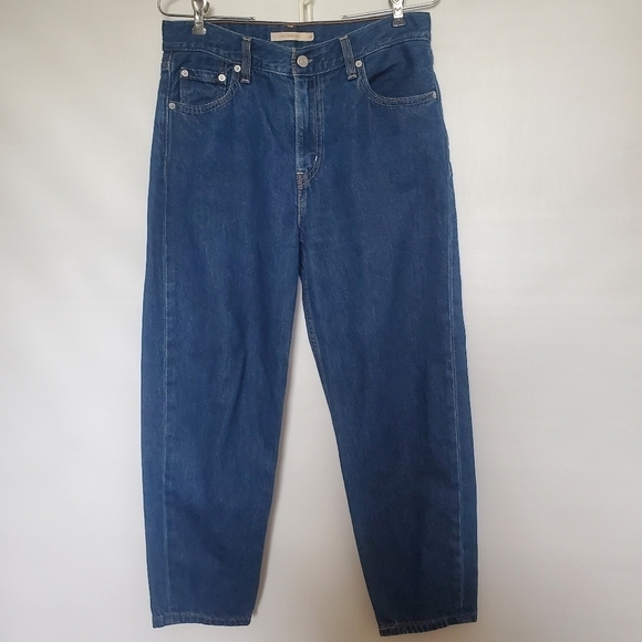 LEVI'S 'LOOSE TAPER CROP' JEANS 90'S INSPIRED RELAXED DARK WASH BLUE WOMENS 26 - Picture 1 of 13